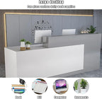 Reception Counter Desk With Lockable Drawers, Modern Retail Front Desk, Home Office Wooden Computer Table for Checkout Office/Beauty Salon/Lobby