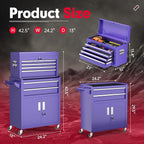 Superday Metal Tool Chest, 8 Drawer Rolling Tool Chest with Wheels, Detachable Tool Storage Cabinet with Lock for Garage, Steel Tool Cart with Liner & Hooks for Workshop, Warehouse (Purple)