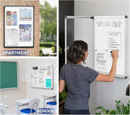SWANCROWN Lockable Noticeboard White Bulletin Boards Magnetic Wall Mount Message Board with Glass Door and Keys 28x26inch(6xA4)