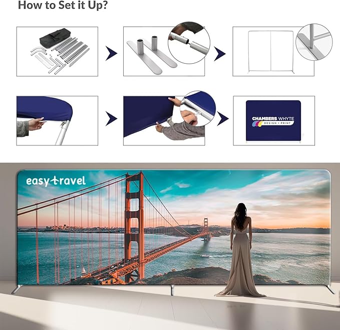 Custom Tension Fabric Banner with Stand Trade Show Backdrop Display, HD Printing Customize Online, Large Portable Trade Show Booth Display Banner for Business Pop Up Display Aluminum Frame 7.5x7.5 FT