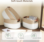 Cotton Rope Storage Baskets,15x10x9 in,Foldable Storage Bins, Decorative Woven Basket Cube Storage Organizer for Laundry, Towel, Clothes (White/Beige-3Pack, 15x10x9 inches)
