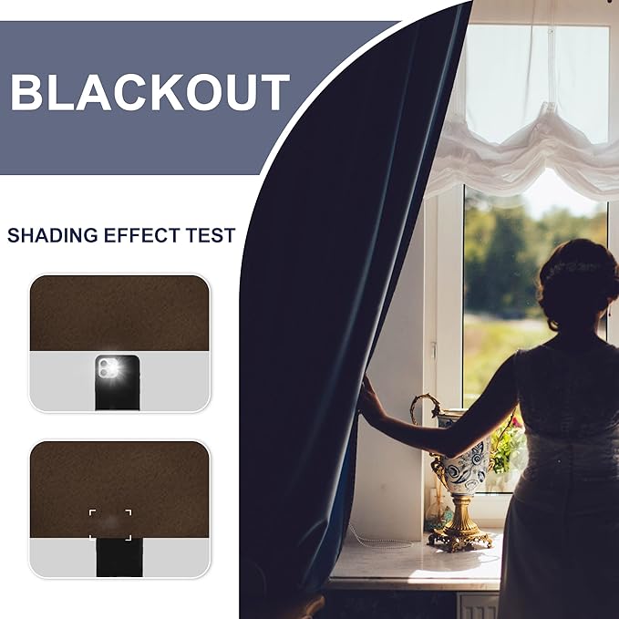 JIUZHEN Blackout Curtains for Bedroom - Thermal Insulated Room Darkening Noise Reducing, 52 x 63 Inch Length Curtains for Living Room, Set of 2 Panels with Tiebacks, Brown