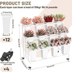 Flower Display Stand with 12 Buckets & Wheels – 3-Tier Mobile Flower Cart, White Metal Flower Bar for Weddings, Florist Shops, Patio, Garden & Home