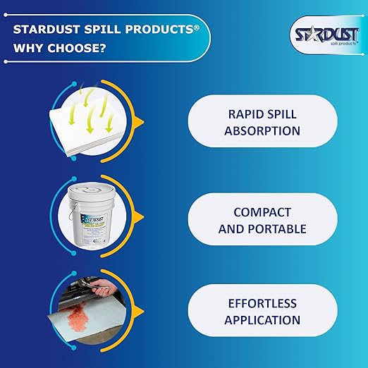 Stardust Spill Products D905P Oil Spill Kit OSHA Approved with Portable Bucket, (15) Oil Absorbent Pads, (2) 3"x4' Absorbent Socks, (4) Disposal Bags & Nitrile Gloves Oil Spill Kit for Fast Response