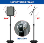 2Pack 8.5x11 Inch Adjustable Pedestal Poster Sign Stand, Heavy Duty Floor Standing Sign Holder Stand Aluminum Snap Open Frame for Vertical and Horizontal View Sign Displayed(Black)