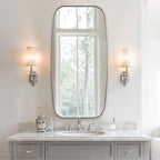 ANDY STAR 24x48 Chrome Bathroom Mirror, Oblong Silver Mirror with Stainless Steel Metal Frame, Oval Vanity Mirror for Over Sink, Modern Anti Rust Wall Mounted