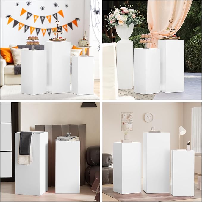 3Pcs Pedestal Stand,Metal Stands for Wedding Party Art Decor,Sturdy Pedestal Display Square Dessert Table