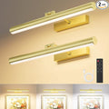 VOLISUN 16 inch Picture Lights for Wall, Rechargable Picture Light Battery Operated, 3 Color Temperatures Cordless Picture Light with Remote, Art Light for Paintings, Gallery, Portrait, 2 Pack (Gold)