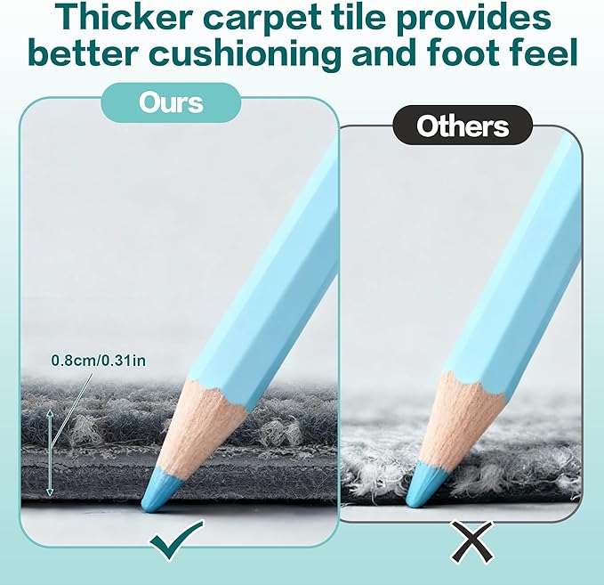 jxgzyy Commercial Carpet Tiles, 20×20 Inch, 0.31'' Padded Carpet Squares for Dorm, Non-Adhesive Carpet Flooring with Textured Silicone Back, Easy DIY, Renter-Friendly, 4 Pcs/10.8 Sqft