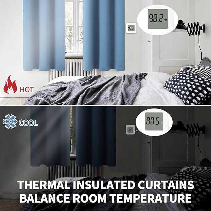 BGment Blackout Curtains for Bedroom - Grommet Thermal Insulated Room Darkening Curtains for Living Room, Set of 2 Panels (42 x 63 Inch, Faded Denim)