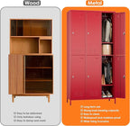 Aobabo Metal Locker for Employees, 6 Doors Metal Locker Cabinet with Lock, Industrial Storage with 18 Hooks, Storage for Home, Office, Gym, Assembly Required, Red