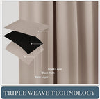 PONY DANCE Light Taupe Blackout Curtains for Bedroom 72 inch Length 2 Panels Set, Thermal Insulated Rod Pocket Room Darkening Drapes for Living Room Window 2 Burg, Wide 52 x Long 72 inches