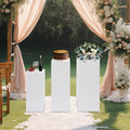 3PCS Metal White Display Pedestal Stand, Square Tall Pedestal Cake Stands Pillars, White Sculpture Display Stand Column Decoration for Wedding Parties Baby Shower Birthday