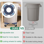 ToLanbbt Trash Can Dollies with 3 in Upgraded Wheels, 15-19 Inch Adjustable Round Furniture Dollies Heavy Duty 480 LBS Drum Rolling Base Keg Base for 20, 32, 44, 55 Gallon Garbage Cans, Blue, 2 PCS