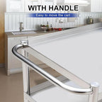 3-Shelf Stainless Steel Rolling Utility Cart - Heavy-Duty Metal Mobile Storage with Handle & Locking Wheels - Ideal for Kitchen, Medical, Lab, Restaurant & Home Use (19''x31''x34'')