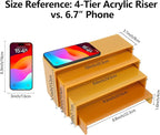 ELEGANTLIFE Acrylic Display Riser,4.3mm Heavy Duty Crystal Display Stand Shelf Layered Aesthetic, Jewelry Display Shelf Risers for Décor,4 Pack Set Multi-color (Gold)