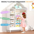 Stackable Storage Drawers - Pull Out Storage Bins with Drawers for Closet Clothes Organizers with Weekly Labels & Clear Window, Closet Shelf Storage for Bedroom, Living Room, 5 Pack, White
