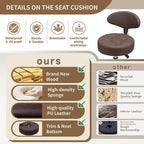 Kaleurrier Swivel Stool Adjustable Height: Heavy Duty Hydraulic Rolling Chair Metal Stool for Kitchen Salon Bar Office Massage (with Back Rest) (Coffee)