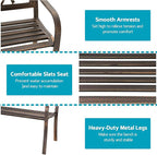 MFSTUDIO 50" Outdoor Garden Bench, Patio Metal Frame Park Bench with Bird Pattern Backrest for Porch, Lawn, Deck(Bronze)