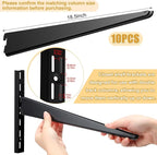 10 Pack Adjustable Shelf Brackets for Double Track System Closet Organization Heavy Duty Wire Shelf Brackets (Black,18.5 Inches)