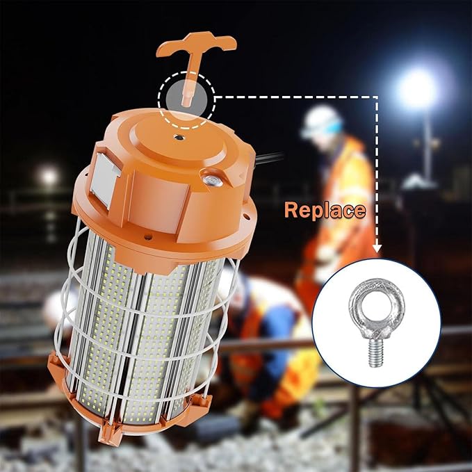 250W LED Temporary Work Light 37,500 Lumens Construction Lights 5000K Portable Linkable IP65 High Lumen Super Bright Durable Job Site Lighting with ON/Off Button for Indoor and Outdoor Area Lighting