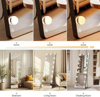 Kosmonia 56x18 Hollywood Full Length Mirror with Light, 17 Dimmable Bulbs & 3 Color Smart Touch Control, Distortion Free, Tempered Glass & Shatter Proof Film, Safe Full Body Mirrors with Stand