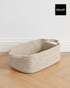 KALLAX Small Woven Basket, 12 x 8 x 4.5 Inches, Small Storage Baskets for Organizing, Gift Baskets Empty, Cute Rope Shelf Closet Storage Bins for Shelves, Dog Toy Basket, 3 Packs, Mixed Brown
