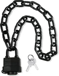 Heavy Duty Weather-Resistant Padlock with Chain, Anti-Theft Advanced Hardened Security Chain Lock for Fences, Backyard Gates, Motorcycles, Bicycles, Outdoor Furniture (Lock+Chain)