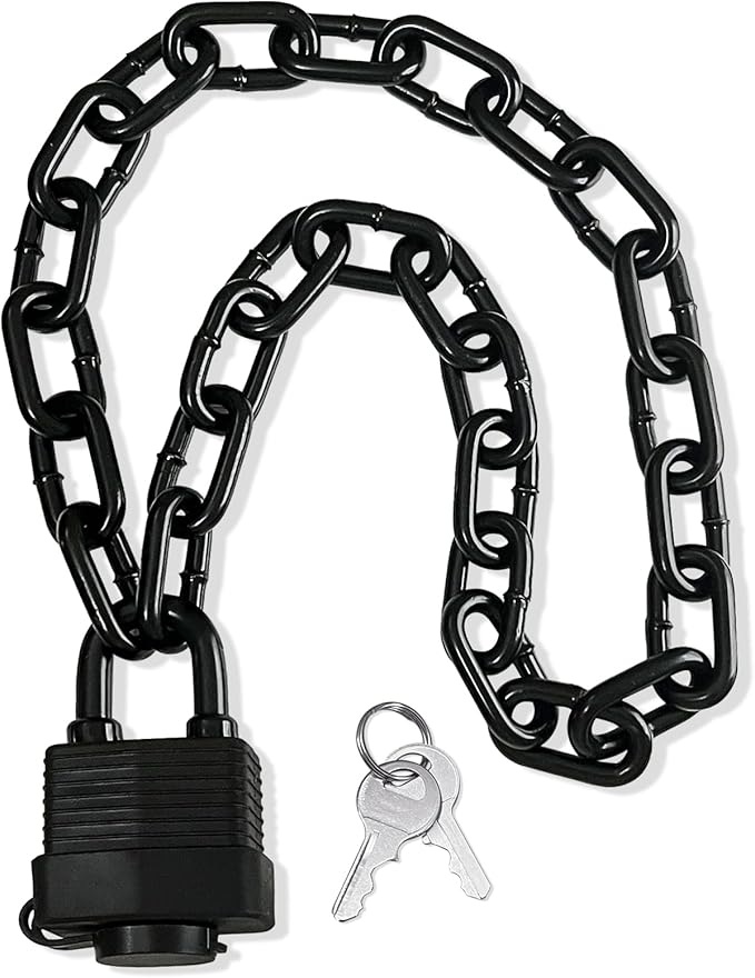 Heavy Duty Weather-Resistant Padlock with Chain, Anti-Theft Advanced Hardened Security Chain Lock for Fences, Backyard Gates, Motorcycles, Bicycles, Outdoor Furniture (Lock+Chain)