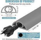 Floor Cord Cover Self Adhesive Cord Hider,3.3FT Cable Management, Extension Strip Protector for Wires, Prevent Cable Trips for Offices, Gyms, Exhibitions Cavity:0.3"(W) x 0.28"(H) Gray