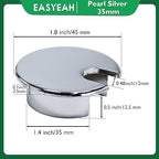 2 Pcs Desk Grommet 1-3/8" / 35 mm, Desk Cord Hole Cover, Cable Grommet Metal Zinc Alloy Materilal, Desk Hole Grommet for Home & Office Pc, Detachable Cable Cord Organizer-Bright Silver