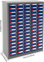 75 Drawer Parts Cabinet,Metal Tool Cabinet with Each Drawer 5.5 Lbs Load ,Bolt and Nut Tool Storage Box with Hooks , Material Cabinet for Hardware Stores, Warehouses, Car Repair Shops(Grey & Blue )