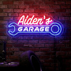 Garage Neon Sign for Mens Wall Decor, Custom LED Light Car signs for Auto Repair Shop Man Cave Workshop Gift for Father Dad Husband, Personalized Gifts for Cars Guy Mechanic Shop Accessories
