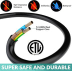 Outdoor Extension Cord 75 Ft with 3 Outlets, 12/3 SJTW 3 Prong Grounded Power Cord, 12 Gauge 12AWG Heavy Duty Power Cable, ETL Listed, 15 Amp 125 V 1875 W-Multiple Outlets for Indoor/Outdoor-Black