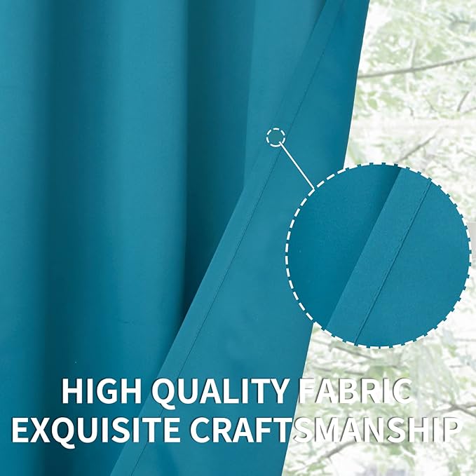 BGment Blackout Curtains - Grommet Thermal Insulated Room Darkening Bedroom and Living Room Curtains, Set of 2 Panels (52 x 95 Inch, Peacock Blue)
