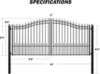 ZUMI Dual Swing Driveway Gates, 14x6 ft. Outdoor Steel Swing Gates for Driveway, Heavy-Duty Driveway Fence Gates for Home Security, Weatherproof Iron Security Gate Kit for Outdoor, Sydney