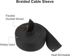 MECCANIXITY Braided Cable Sleeves Heat Shrinkable Fabric Sleeving, 7/8" 16ft Black 2:1 Ratio H Eat Shrinkable Cord Protector for Harness Cable, Network Cable Protection, Cable Management