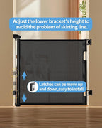 Retractable Baby Gate for Doorways and Stairs, Mesh Safety Gate for Pet, Indoor & Outdoor Use, One-Hand Operation, Easy Installation, 33.6" Tall, Expands to 55" Wide（Black,33.6"x55"