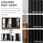 Joydeco Pinch Pleated Curtains - 100% Blackout for Bedroom, Black Linen Curtains 40" W x 72" L, Thermal Insulated 2 Panels Light Blocking Drapes, Back Tabs for Living Room