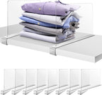 8 Pack Acrylic Shelf Dividers for Closet Organization, Clear Shelf Divider Fits Shelves of 0.4-1 Inch,Purse Organizer for Closet, Shelf Organizer, Closet Organizers and Storage (8)