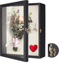 TJ.MOREE Flowers Shadow Box Display Case 11 x 14 Large Shadowbox Frame with Glass Window Door Wedding Bouquet Medals Photos Memory Box for Keepsakes - Rustic Black