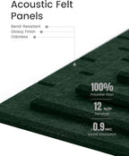 Large Felt Bulletin Board 48" x 36" Cork Board Alternative-12 Pack with 70 Safe Removable Adhesive Tabs, Cork Boards for Walls Cork Board for Home Office Classroom Pin Board- Pine Green