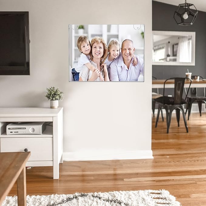 PecMuikee Acrylic Sign Holder 8.5x11 Horizontal, Wall Mount Acrylic Sign Holder and Plastic Paper Display Ad Frame bonus with 3M Tape and Mounting Screws for Restaurants, Office, Market, Store, 2 Pcs