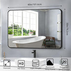 FORBATH Bathroom Mirror 30" X 40", Large Rectangular Wall Mirror, Black Metal Framed Rounded Corner Wall Mounted Mirror for Bathroom Bedroom Entryway Decor(Horizontal/Vertical)