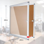 Enclosed Cork Bulletin Board Tamper-Proof Dispaly Case, Aluminium Frame, All-Weather Cork Noticeboard, Outdoor Enclosed Cork Board for School, Office, Restaurant, Hospital (28 X 26 Inches)