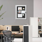 Mifuro 26"x20" Enclosed Bulletin Board, Outdoor Lockable Weather-Resistant Aluminum Cork Noticeboard for School & Office, Silver Frame w/Black Flet