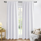 PONY DANCE Room Darkening Curtains for Bedroom 90 inches Long 2 Panels Set, Thermal Insulated Rod Pocket Window Drapes, Noise Reducing Window Treatment for Living Room(W42 x L90 inch, Pure White)