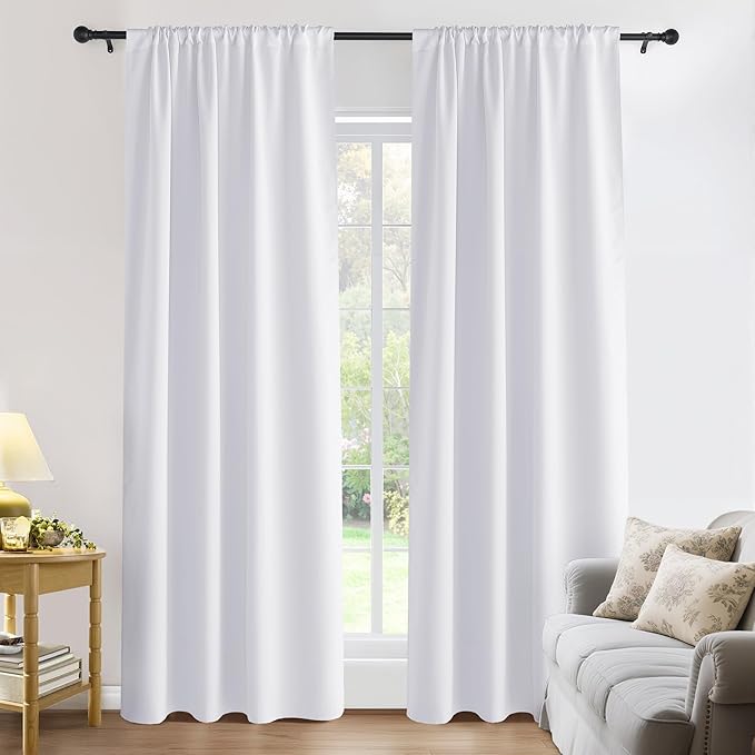 PONY DANCE Room Drakening Curtains 80 inches Long 2 Panels Set for Bedroom, Thermal Insulating Privacy Curtains & Drapes for Doorway Temporary Door Alternative Accordion Door, W 42 x L 80, Pure White