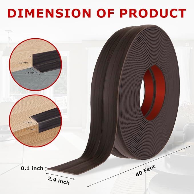 Flexible Wall Corner Protector Moulding Trim Peel and Stick Wall Corner Guards Edge Protector Self Adhesive Molding Trim Strip for Edge Ceiling (Dark Walnut Wood Grain, 2.4 in x 40 Ft)