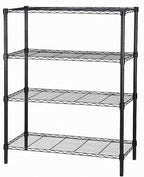 Standing Shelving Units, 36" W x 14" D x 59" H Metal Storage Shelves, Adjustable Carbon Steel Wire Shelving Rack Display Shelf for Garage Bathroom Kitchen Home Office (4-Tiers, Black)